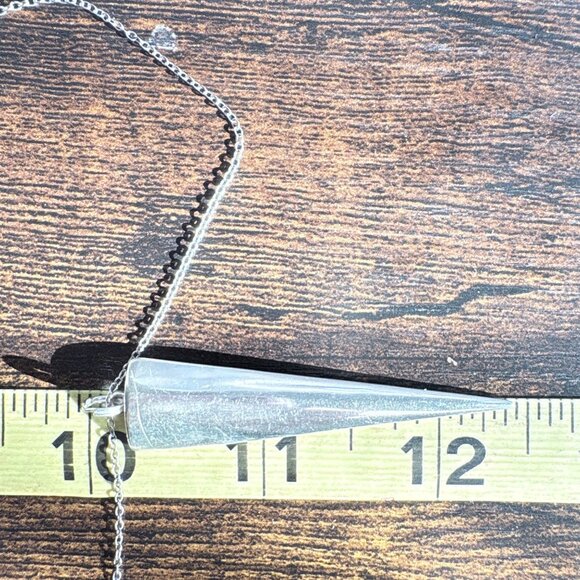 VTG Sterling Silver 925 Large Spike Pendant Necklace Spring Ring Size 18" Length - Picture 10 of 12